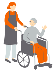 車椅子を押すイラスト